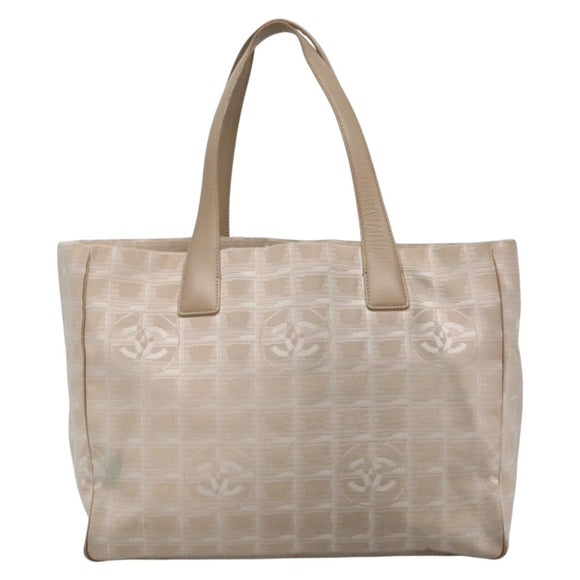 CHANEL New Travel Line Tote Bag Nylon Ivory CC Auth 129743