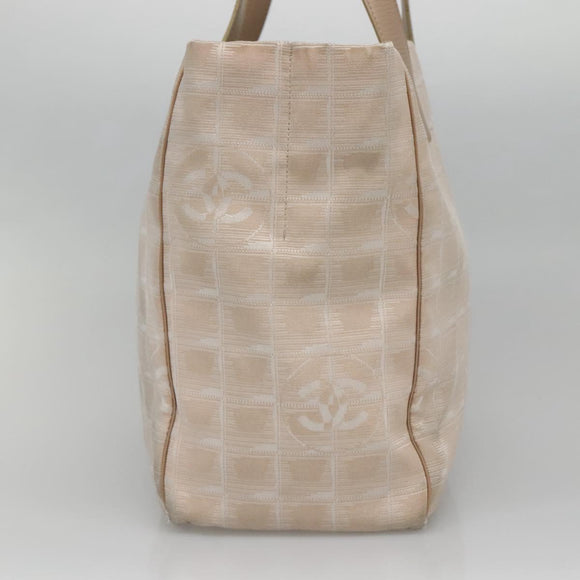 CHANEL New Travel Line Tote Bag Nylon Ivory CC Auth 129743