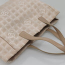 CHANEL New Travel Line Tote Bag Nylon Ivory CC Auth 129743-6