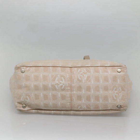 CHANEL New Travel Line Tote Bag Nylon Ivory CC Auth 129743