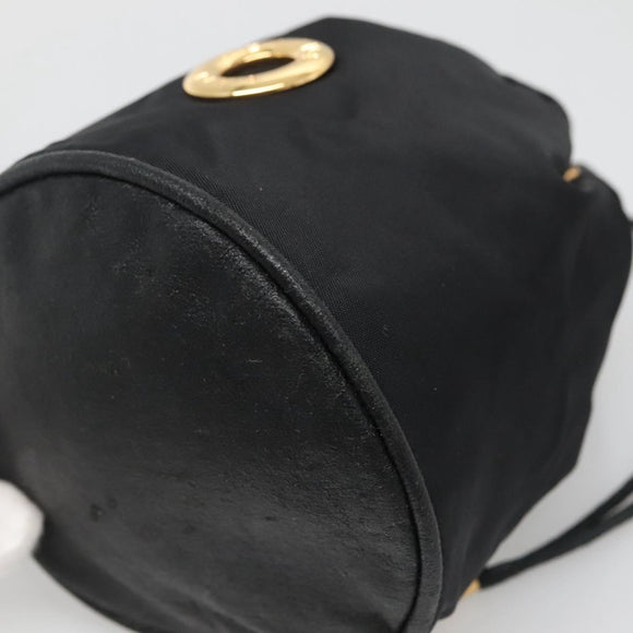 CELINE Pouch Nylon Black Gold Auth 129752