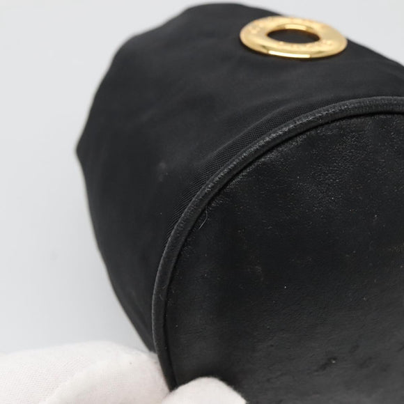 CELINE Pouch Nylon Black Gold Auth 129752