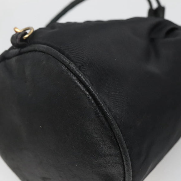 CELINE Pouch Nylon Black Gold Auth 129752