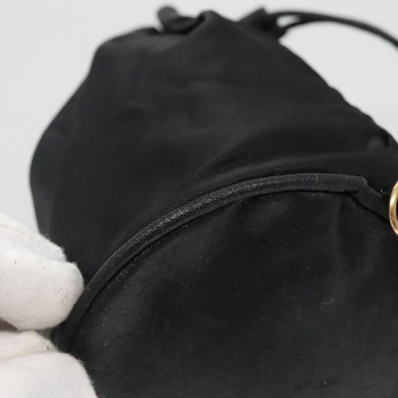 CELINE Pouch Nylon Black Gold Auth 129752