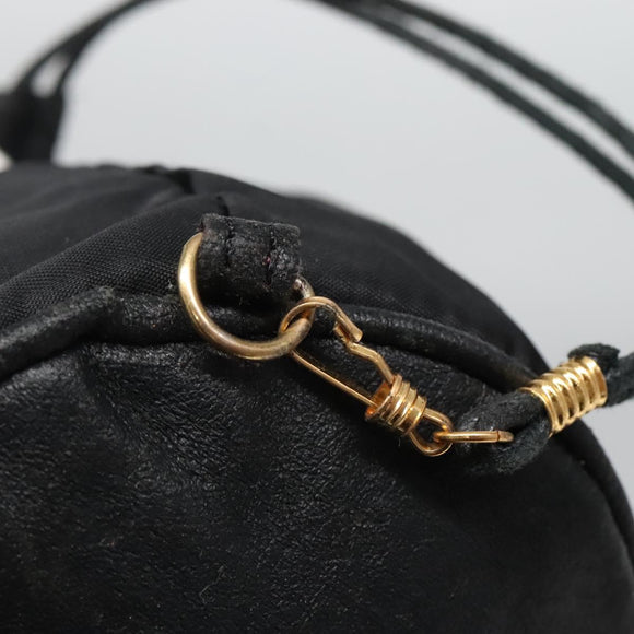 CELINE Pouch Nylon Black Gold Auth 129752