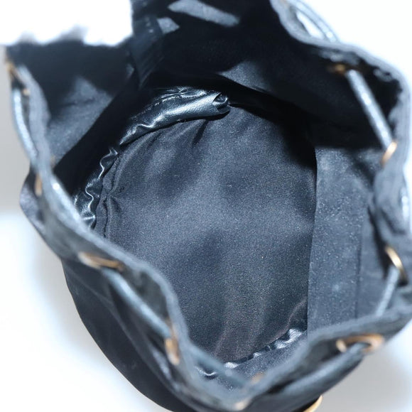 CELINE Pouch Nylon Black Gold Auth 129752