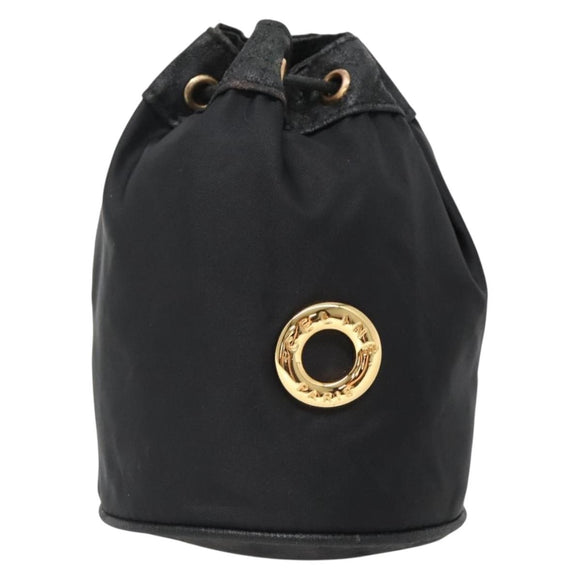 CELINE Pouch Nylon Black Gold Auth 129752