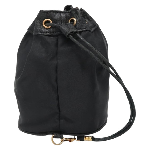 CELINE Pouch Nylon Black Gold Auth 129752