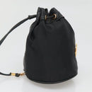 CELINE Pouch Nylon Black Gold Auth 129752-4