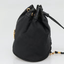 CELINE Pouch Nylon Black Gold Auth 129752-4