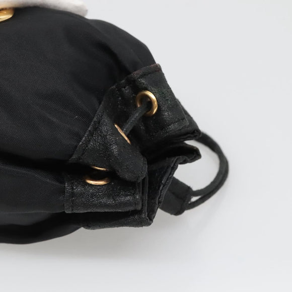 CELINE Pouch Nylon Black Gold Auth 129752