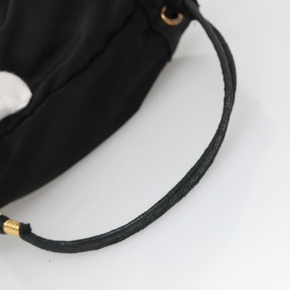 CELINE Pouch Nylon Black Gold Auth 129752