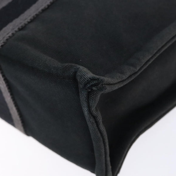 HERMES Fourre Tout PM Hand Bag Canvas Black Gray Silver Auth 129762