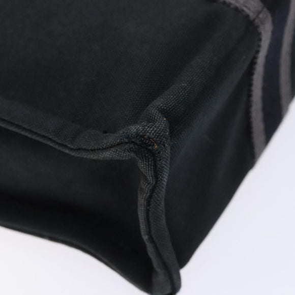 HERMES Fourre Tout PM Hand Bag Canvas Black Gray Silver Auth 129762