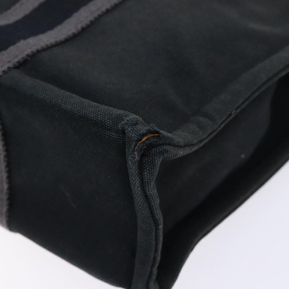 HERMES Fourre Tout PM Hand Bag Canvas Black Gray Silver Auth 129762