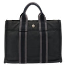 HERMES Fourre Tout PM Hand Bag Canvas Black Gray Silver Auth 129762-2
