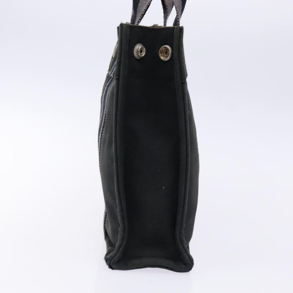HERMES Fourre Tout PM Hand Bag Canvas Black Gray Silver Auth 129762