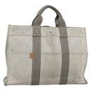HERMES New Fourre Tout MM Hand Bag Canvas Gray Silver Auth 129763-1