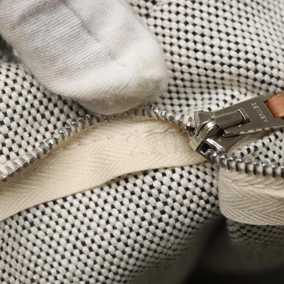 HERMES New Fourre Tout MM Hand Bag Canvas Gray Silver Auth 129763