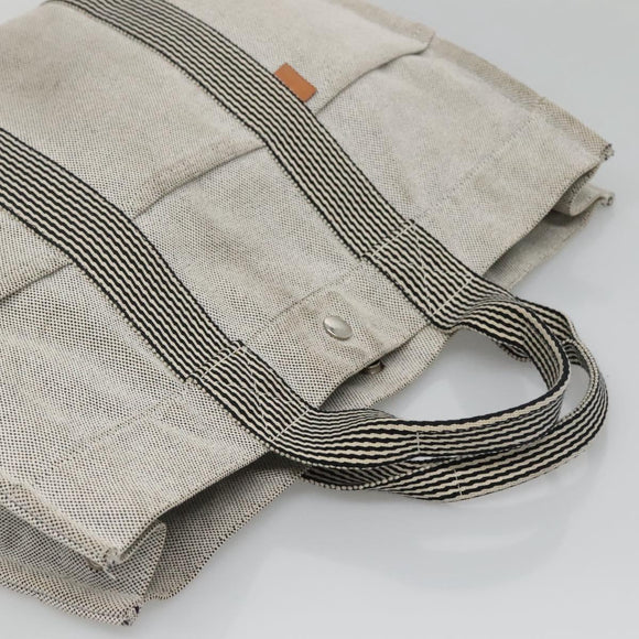 HERMES New Fourre Tout MM Hand Bag Canvas Gray Silver Auth 129763