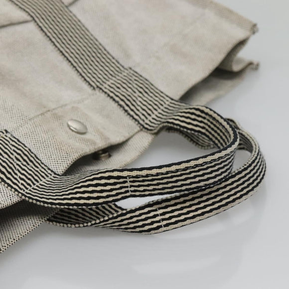 HERMES New Fourre Tout MM Hand Bag Canvas Gray Silver Auth 129763