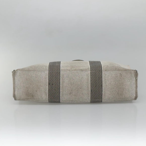 HERMES New Fourre Tout MM Hand Bag Canvas Gray Silver Auth 129763