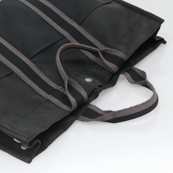 HERMES Fourre Tout MM Hand Bag Canvas Black Auth 129764