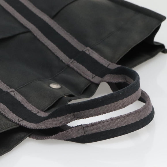 HERMES Fourre Tout MM Hand Bag Canvas Black Auth 129764