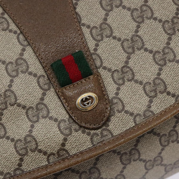 GUCCI GG Supreme Web Sherry Line Clutch Bag PVC Beige Gold 89 01 031 Auth 129766