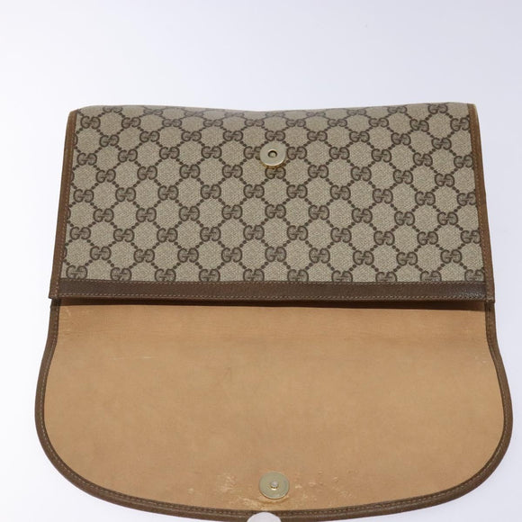GUCCI GG Supreme Web Sherry Line Clutch Bag PVC Beige Gold 89 01 031 Auth 129766