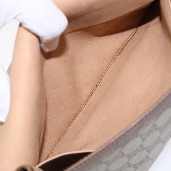 GUCCI GG Supreme Web Sherry Line Clutch Bag PVC Beige Gold 89 01 031 Auth 129766