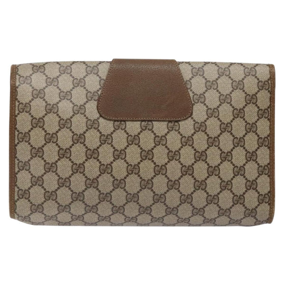 GUCCI GG Supreme Web Sherry Line Clutch Bag PVC Beige Gold 89 01 031 Auth 129766