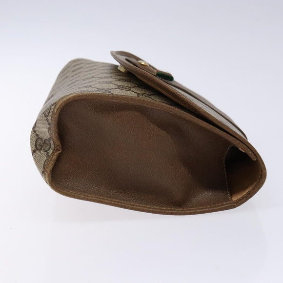 GUCCI GG Supreme Web Sherry Line Clutch Bag PVC Beige Gold 89 01 031 Auth 129766