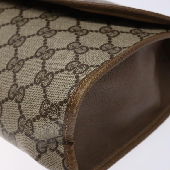 GUCCI GG Supreme Web Sherry Line Clutch Bag PVC Beige Gold 89 01 031 Auth 129766