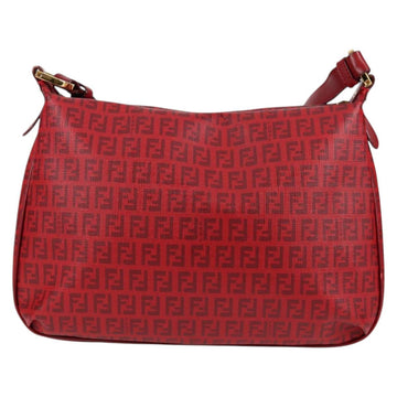 FENDI Zucchino Canvas Shoulder Bag PVC Red Gold Auth 129767V - 0