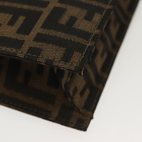 FENDI Zucca Canvas Shoulder Bag Black Brown Auth 129768