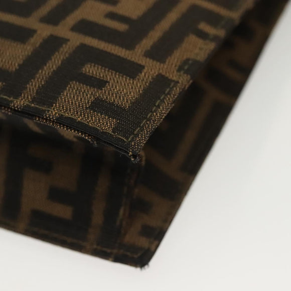 FENDI Zucca Canvas Shoulder Bag Black Brown Auth 129768