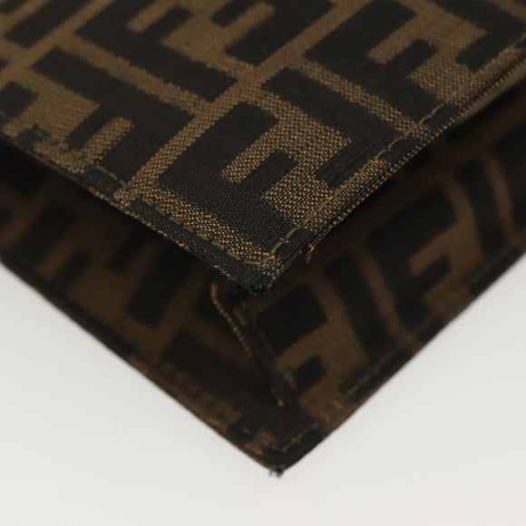 FENDI Zucca Canvas Shoulder Bag Black Brown Auth 129768