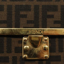 FENDI Zucca Canvas Shoulder Bag Black Brown Auth 129768-9