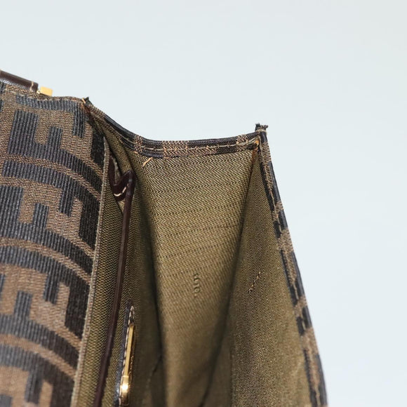 FENDI Zucca Canvas Shoulder Bag Black Brown Auth 129768