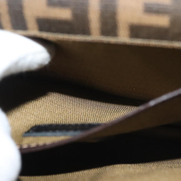 FENDI Zucca Canvas Shoulder Bag Black Brown Auth 129768
