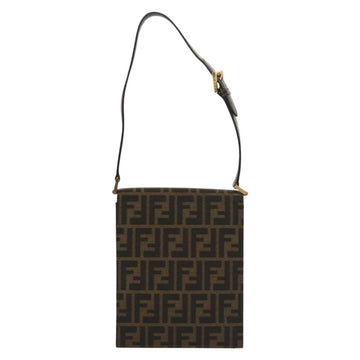 FENDI Zucca Canvas Shoulder Bag Black Brown Auth 129768 - 0
