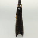 FENDI Zucca Canvas Shoulder Bag Black Brown Auth 129768-3