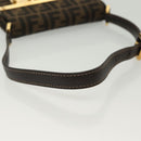 FENDI Zucca Canvas Shoulder Bag Black Brown Auth 129768-7