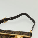 FENDI Zucca Canvas Shoulder Bag Black Brown Auth 129768-14