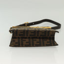 FENDI Zucca Canvas Shoulder Bag Black Brown Auth 129768-5