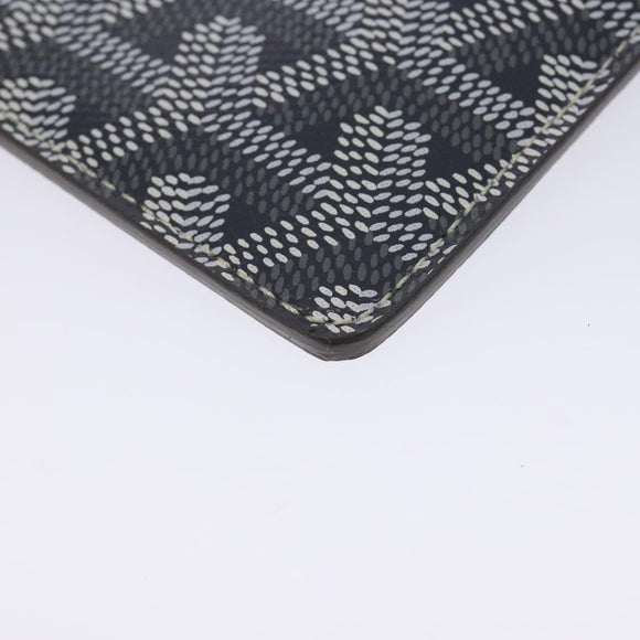 GOYARD Herringbone Glasses Case Leather Gray Silver Auth 129770M