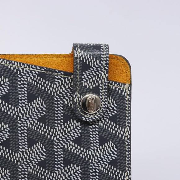 GOYARD Herringbone Glasses Case Leather Gray Silver Auth 129770M