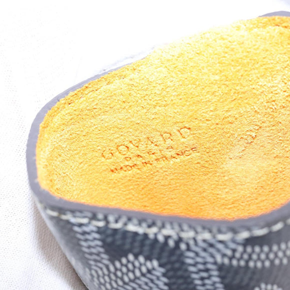 GOYARD Herringbone Glasses Case Leather Gray Silver Auth 129770M