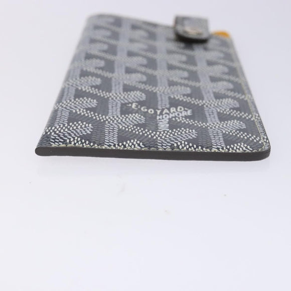 GOYARD Herringbone Glasses Case Leather Gray Silver Auth 129770M